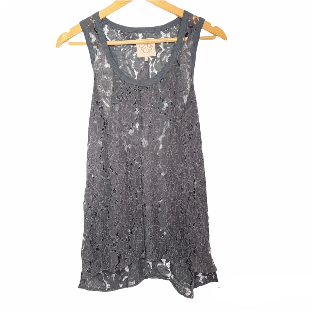 Chaser Gray Lace Racerback Top